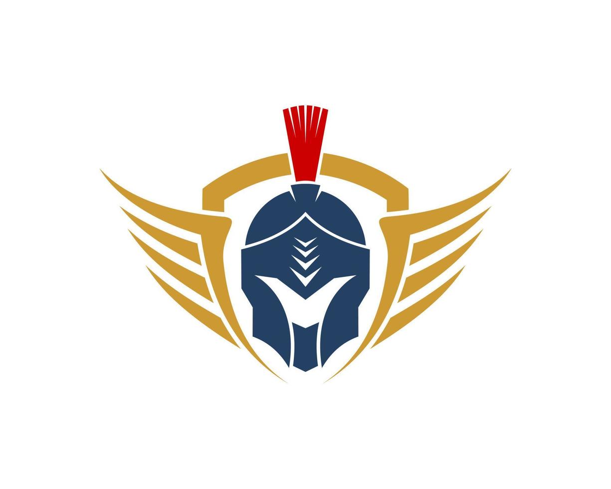 Abstract shield with spread wing and knight helmet inside vector