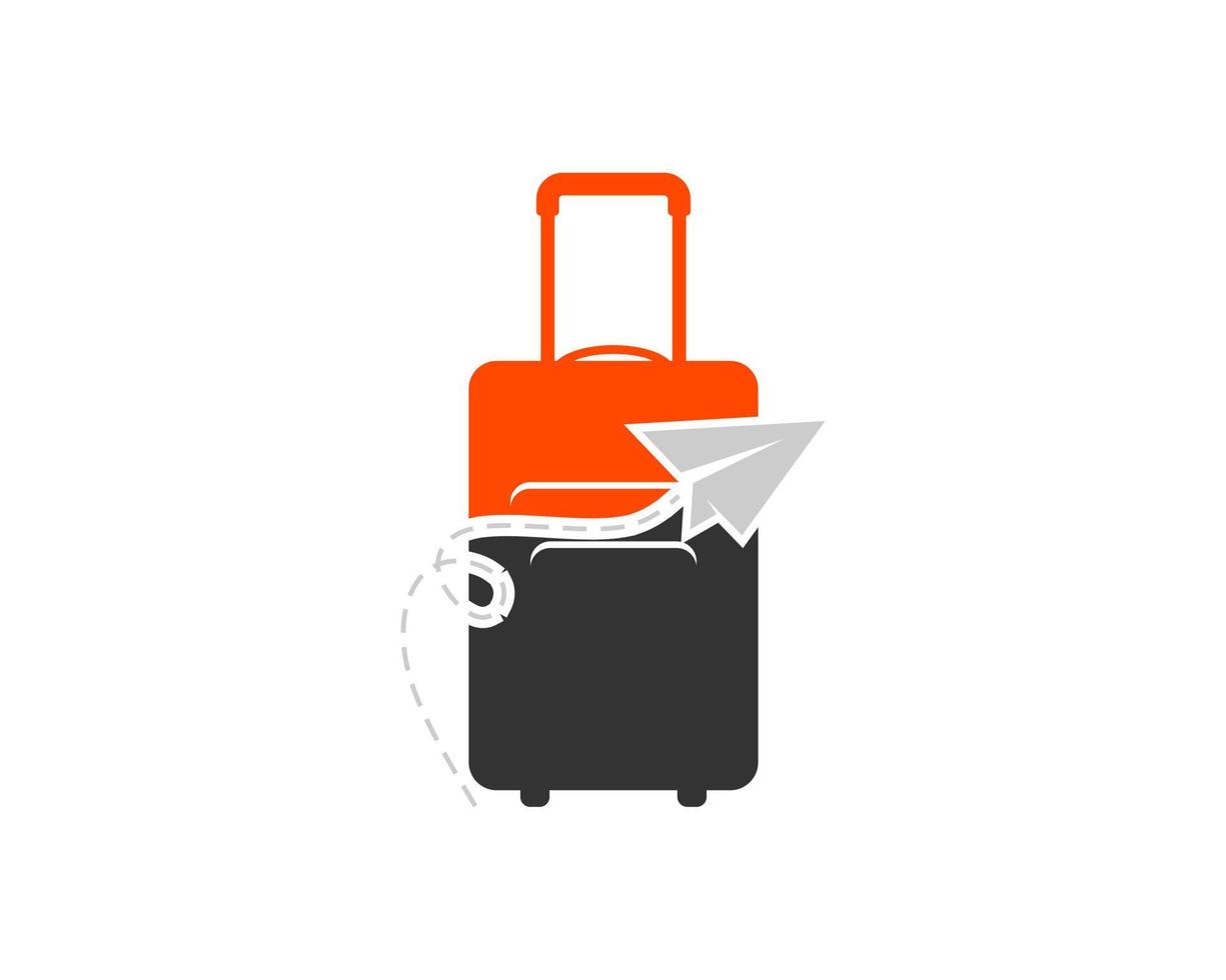 Simple travel bag with paper plane inside vector