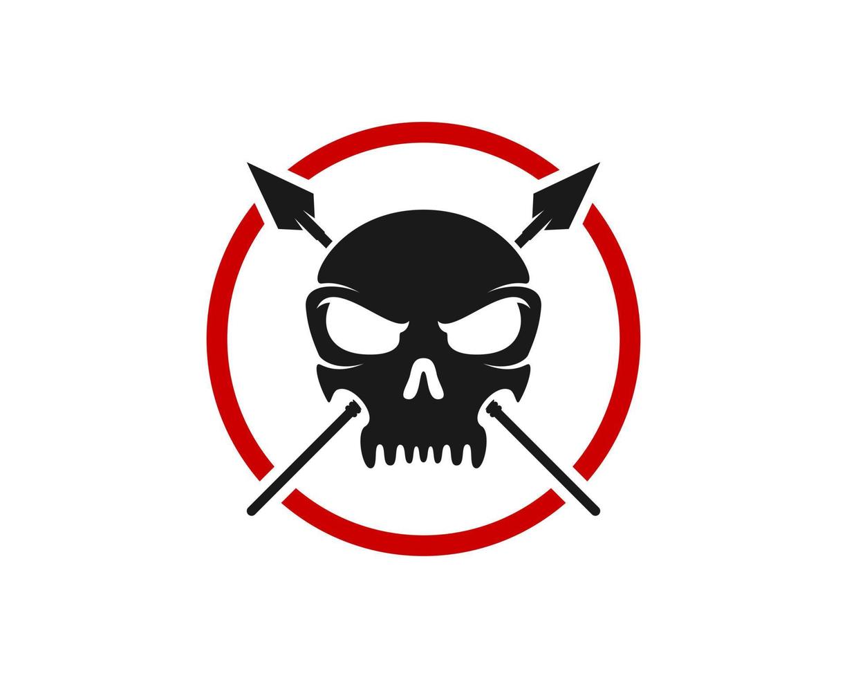 Circle shape with skull and cross spear trident vector