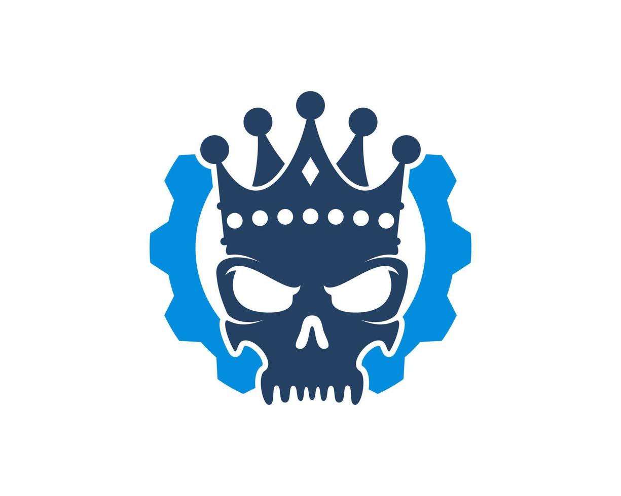 Gear with head skull and crown on the top vector