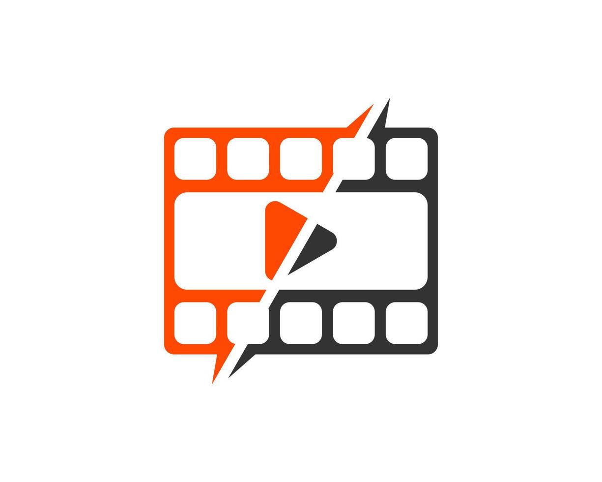 Abstract reel film with media play button inside vector