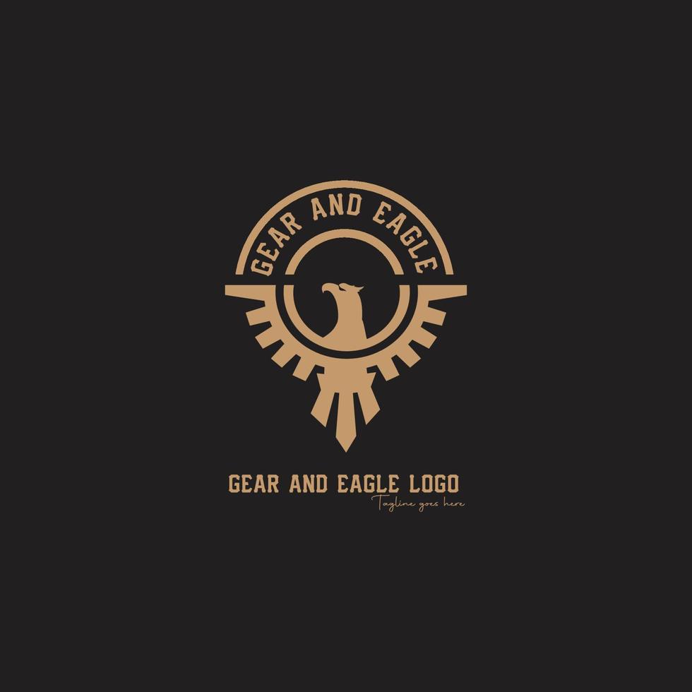 gear and eagle circle  logo vector