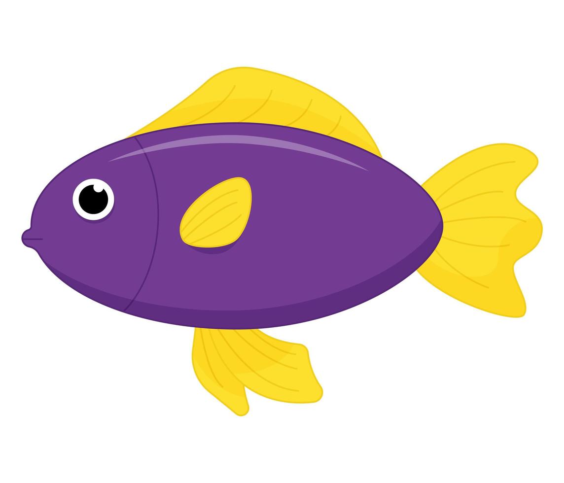 lindo pez de mar. personaje de dibujos animados de vector en el océano. pez tropical