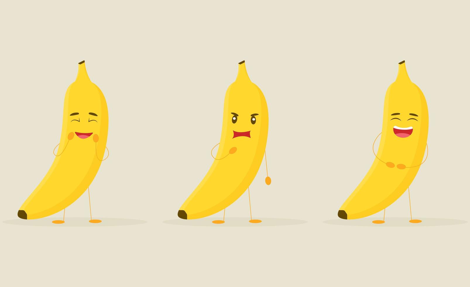 Cute bananas with different emotions isolated on white background vector