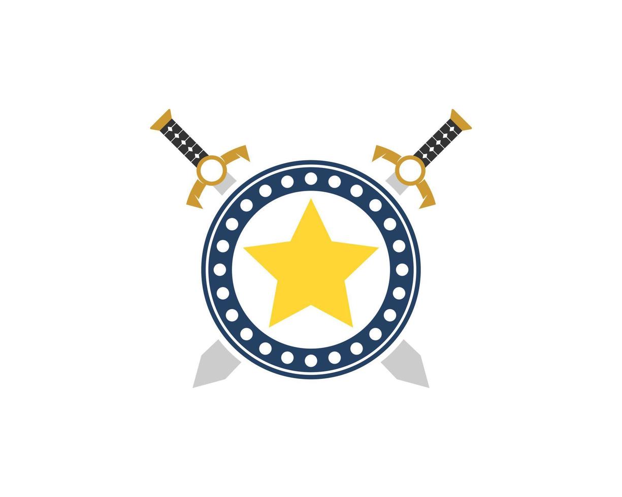 Star shield with cross knight sword vector