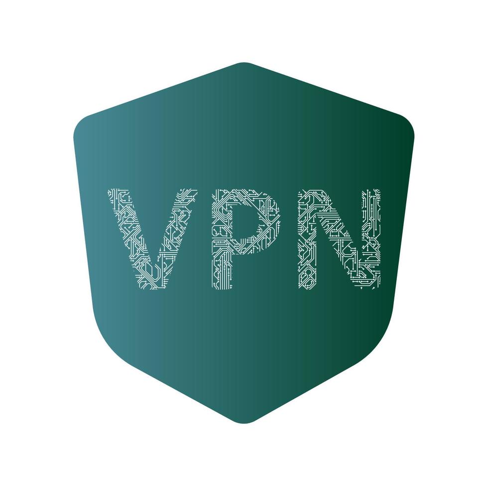 Shield with the word VPN on it, vector illustration on information security