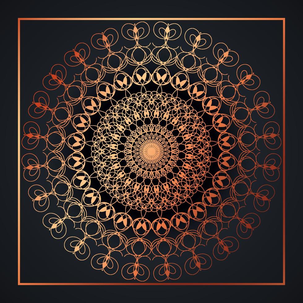 Mandala abstract ornament black background with golden arabesque pattern arabic gold islamic arabesque ornament, Golden floral, ornamental decoration Pro Vector