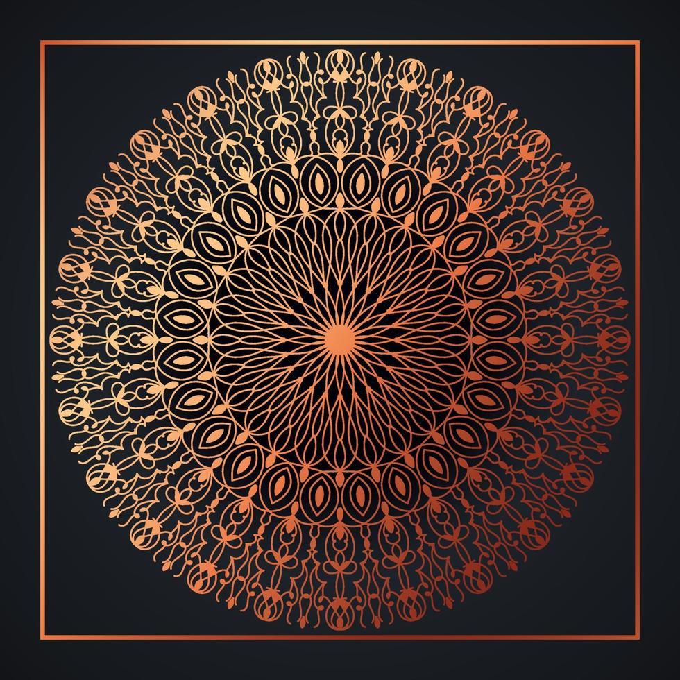 Mandala abstract ornament black background with golden arabesque pattern arabic gold islamic arabesque ornament, Golden floral, ornamental decoration Pro Vector