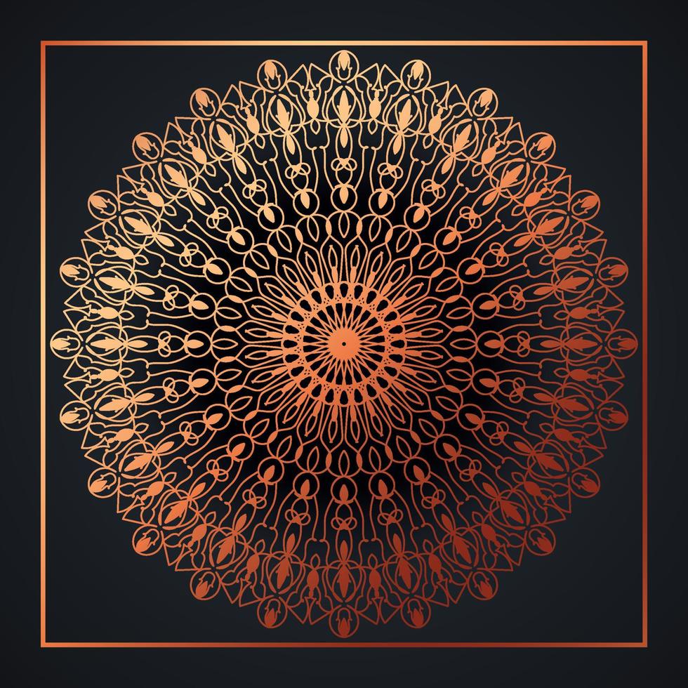Mandala abstract ornament black background with golden arabesque pattern arabic gold islamic arabesque ornament, Golden floral, ornamental decoration Pro Vector