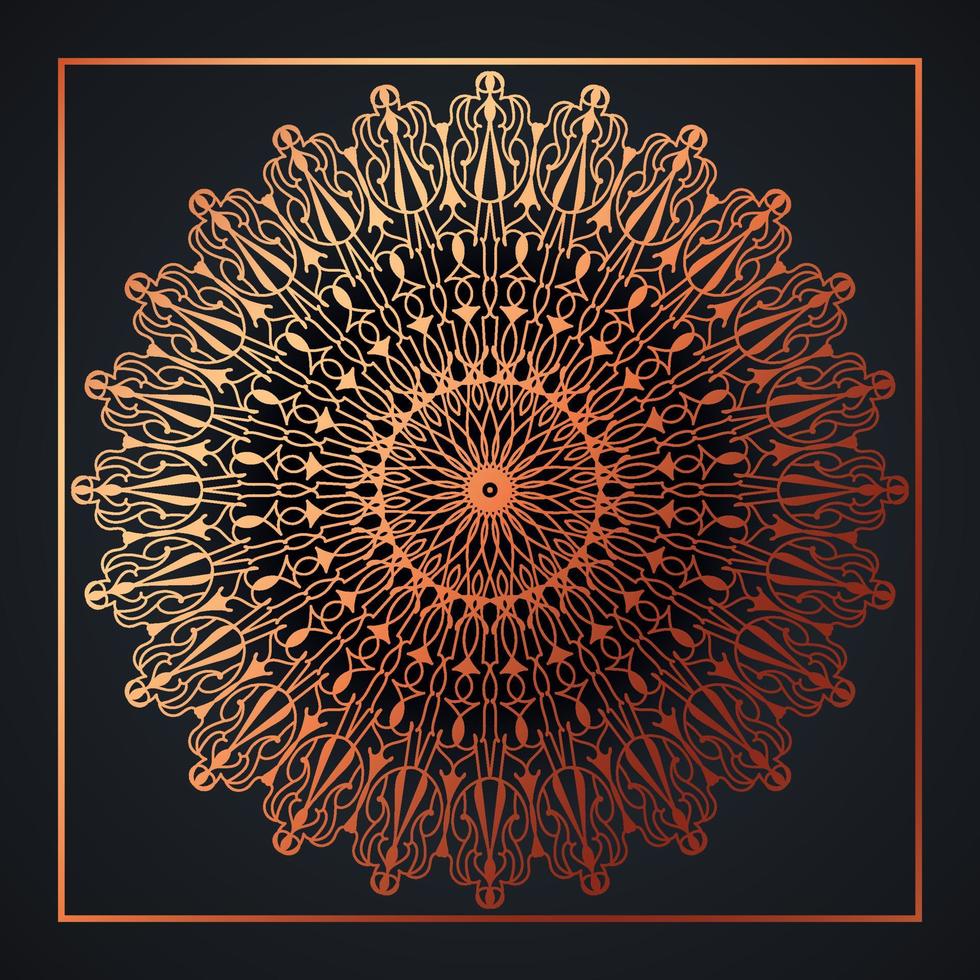 Mandala abstract ornament black background with golden arabesque pattern arabic gold islamic arabesque ornament, Golden floral, ornamental decoration Pro Vector