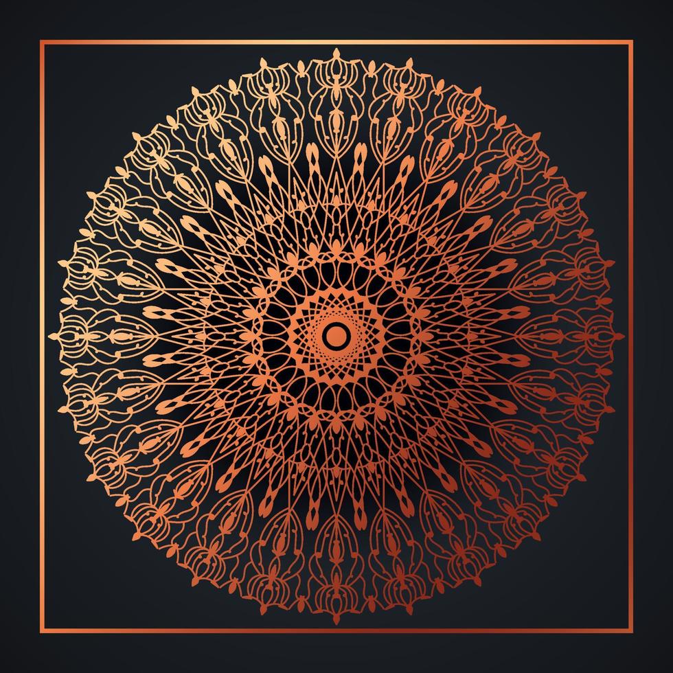 Mandala abstract ornament black background with golden arabesque pattern arabic gold islamic arabesque ornament, Golden floral, ornamental decoration Pro Vector
