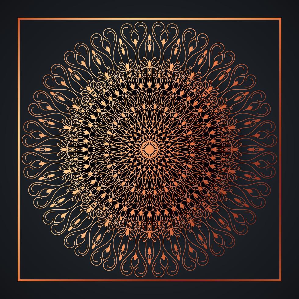 Mandala abstract ornament black background with golden arabesque pattern arabic gold islamic arabesque ornament, Golden floral, ornamental decoration Pro Vector