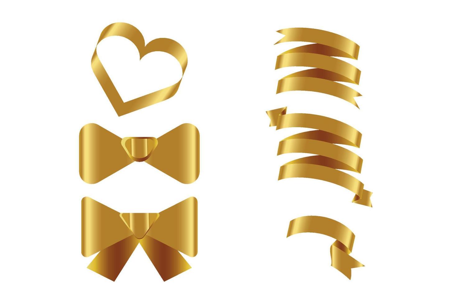 Gold glossy ribbon vector banners set. Ribbons collection. Vector Design Illustration