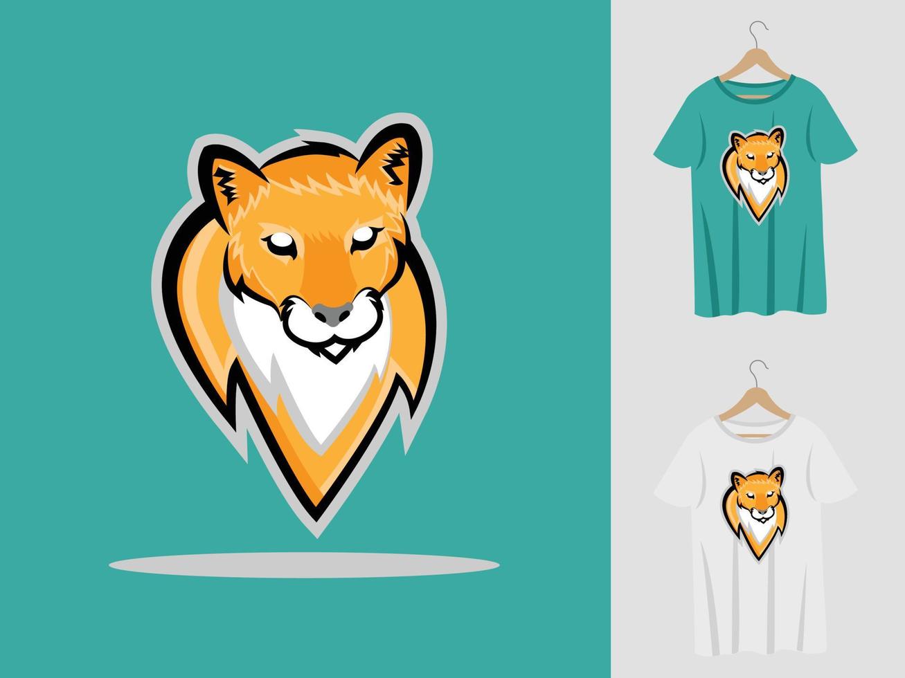 diseño de mascota con logo de leopardo con camiseta. ilustración de cabeza de leopardo para equipo deportivo y camiseta estampada vector