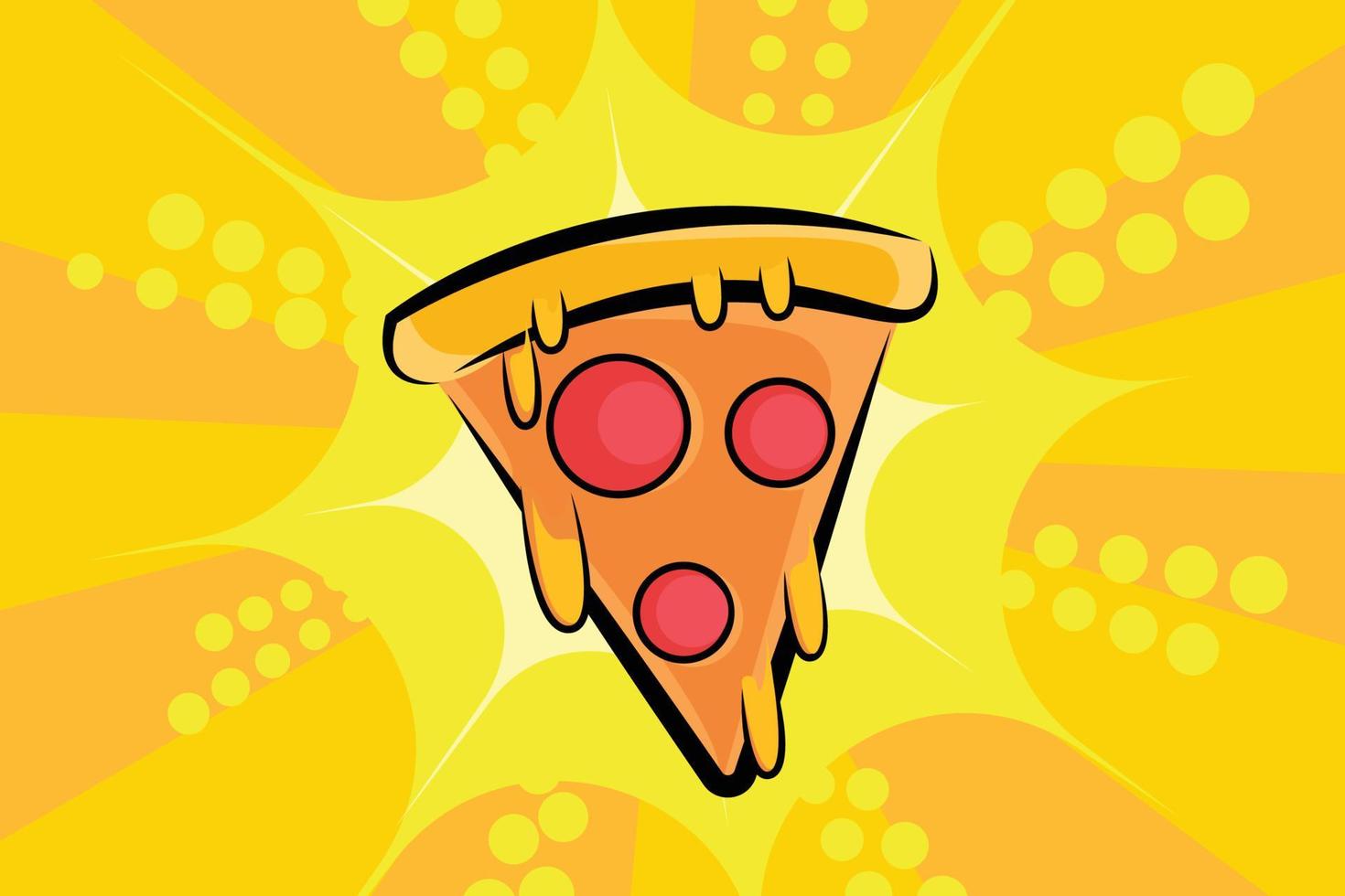 rebanada de pizza de queso, con fondo naranja. ilustración vectorial vector