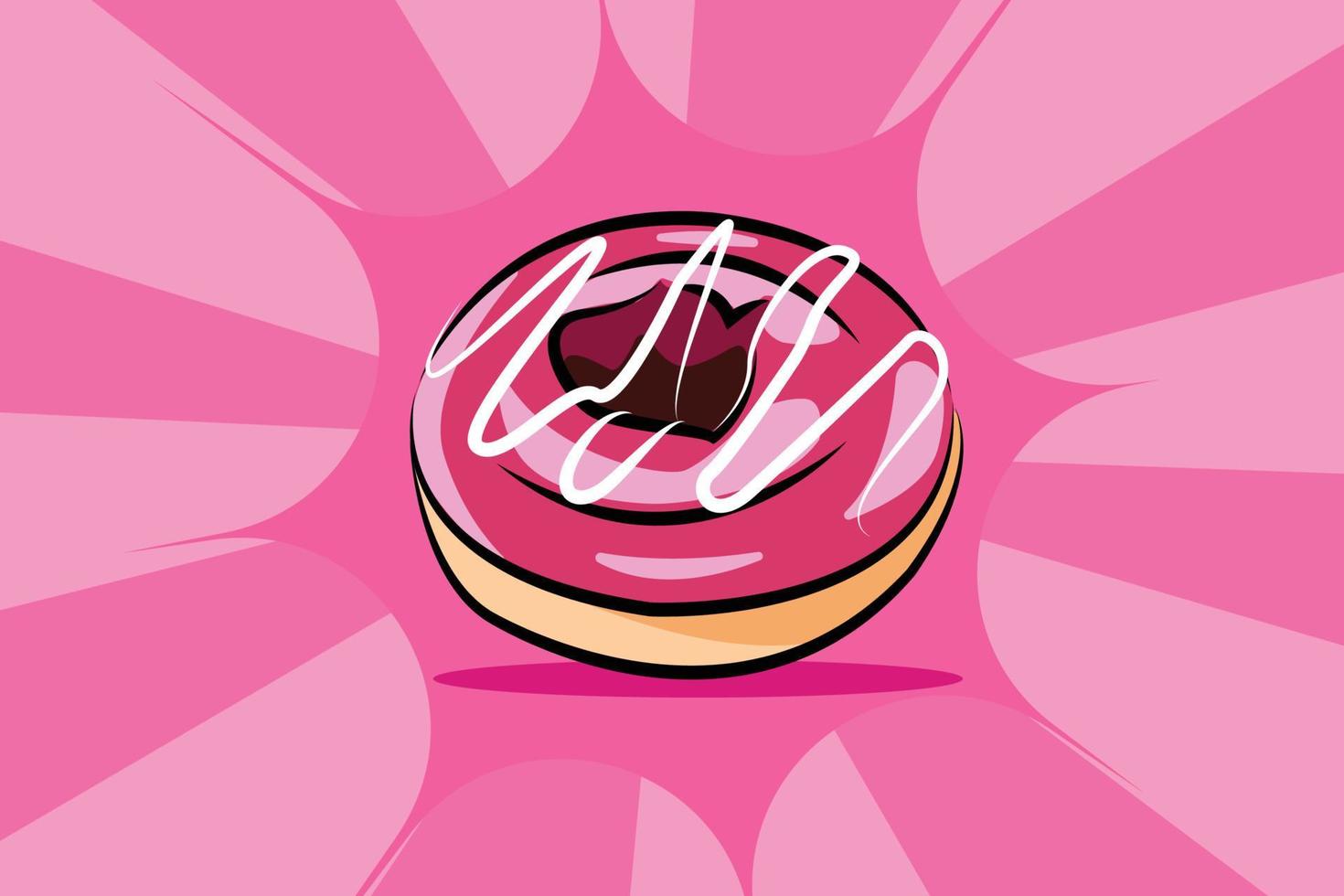 Sweet Donut cartoon with pink background. vector illustration