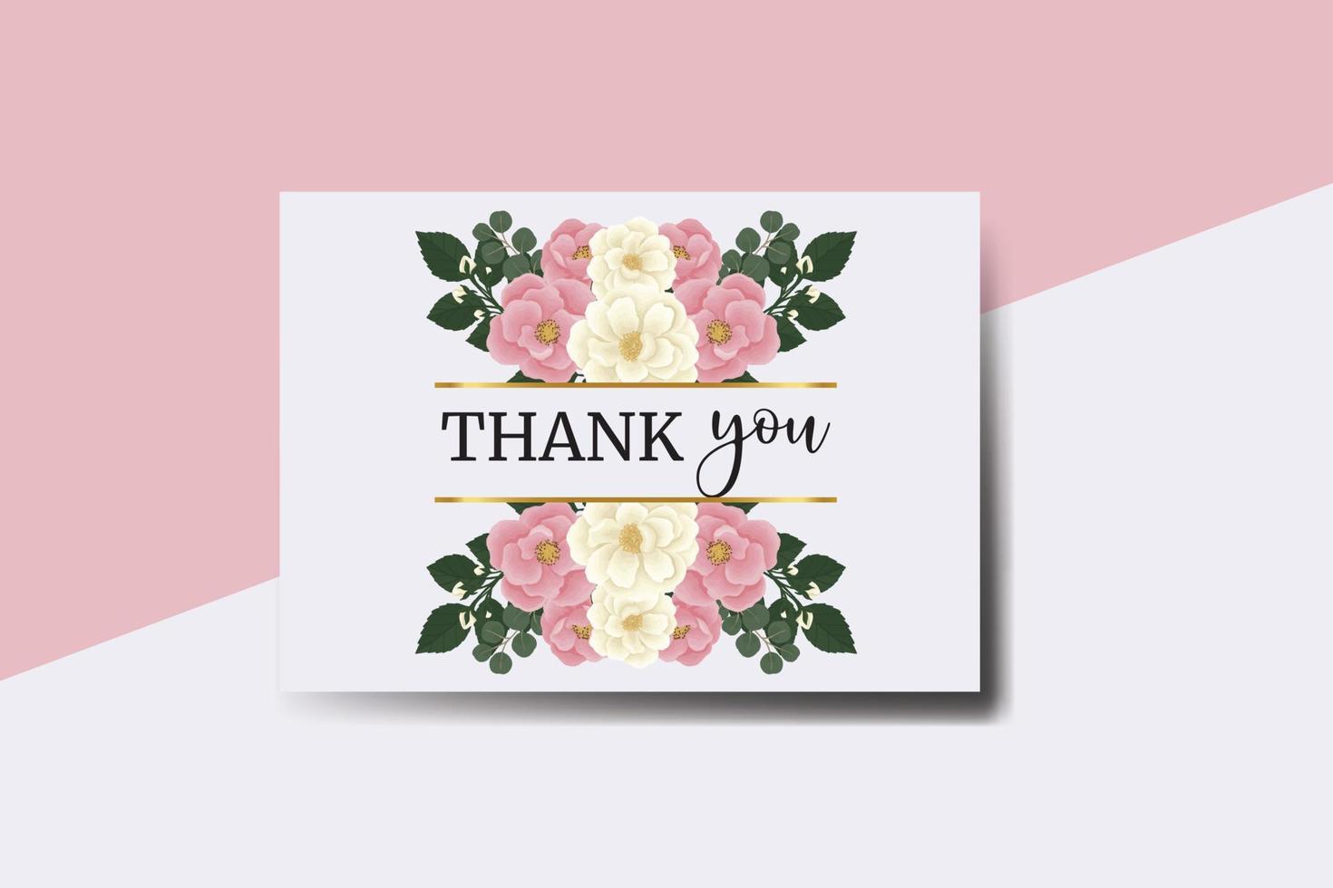 tarjeta de agradecimiento tarjeta de felicitación rosa mini plantilla de diseño de flor rosa vector