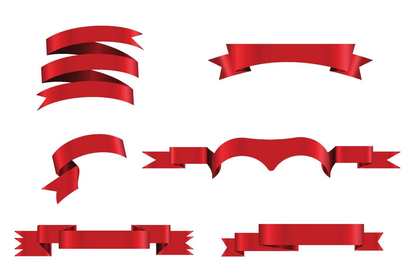 Red glossy ribbon vector banners set. Ribbons collection. Vector Design Illustration