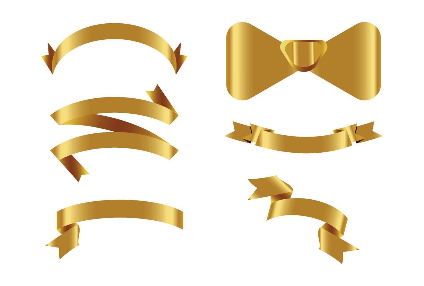 Gold glossy ribbon vector banners set. Ribbons collection. Vector Design Illustration