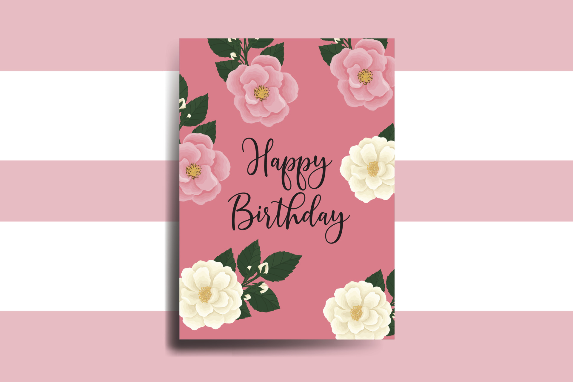 Pink Birthday Printable Card Digital Birthday Card Happy Birthday Digital  Card