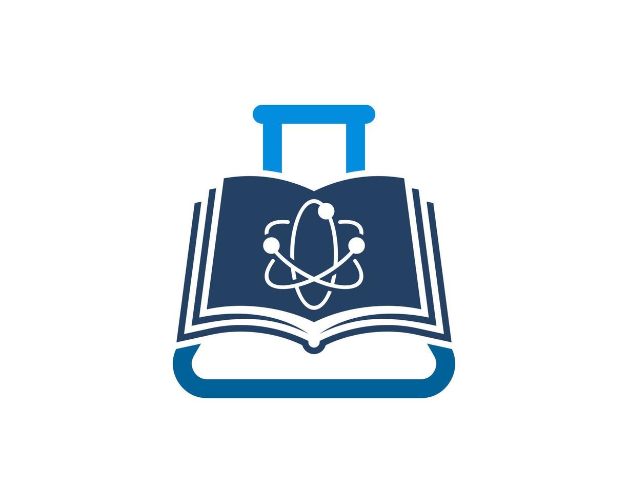 Triangle bottle laboratory with atom book inside vector