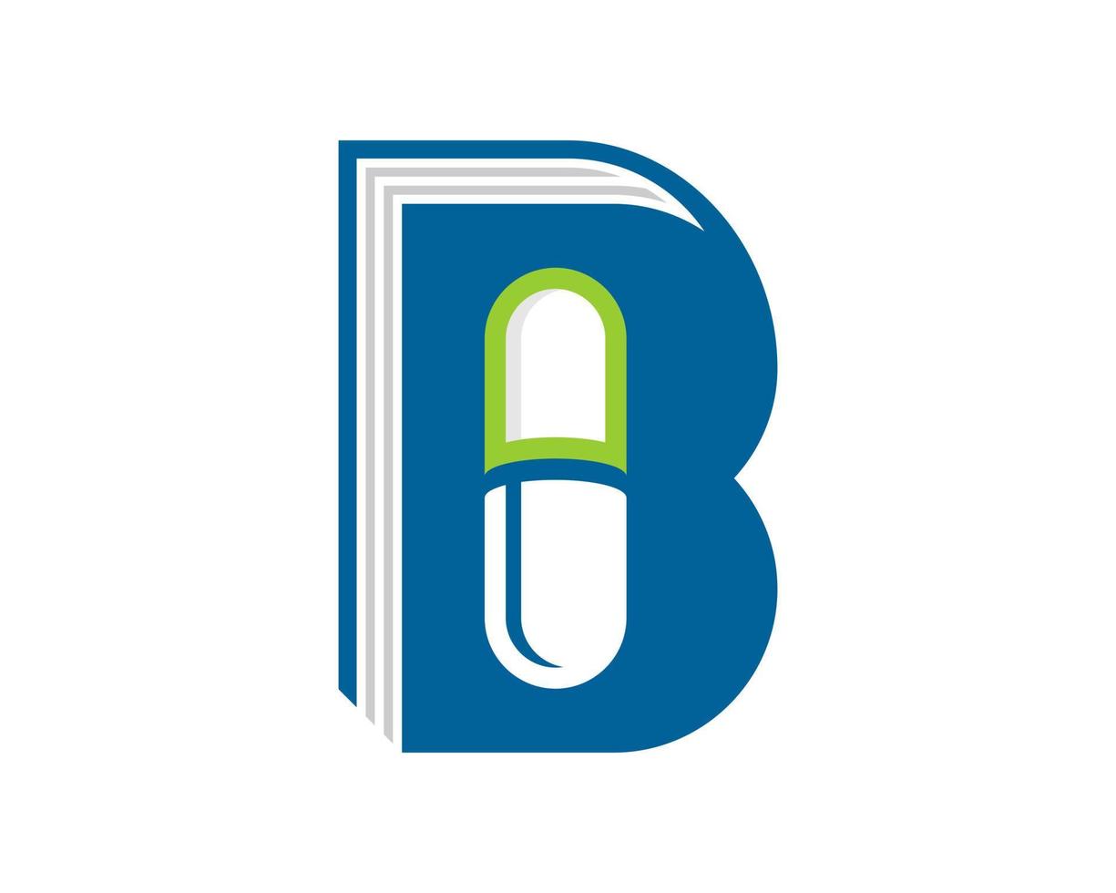 Education book with capsule and B letter initial vector