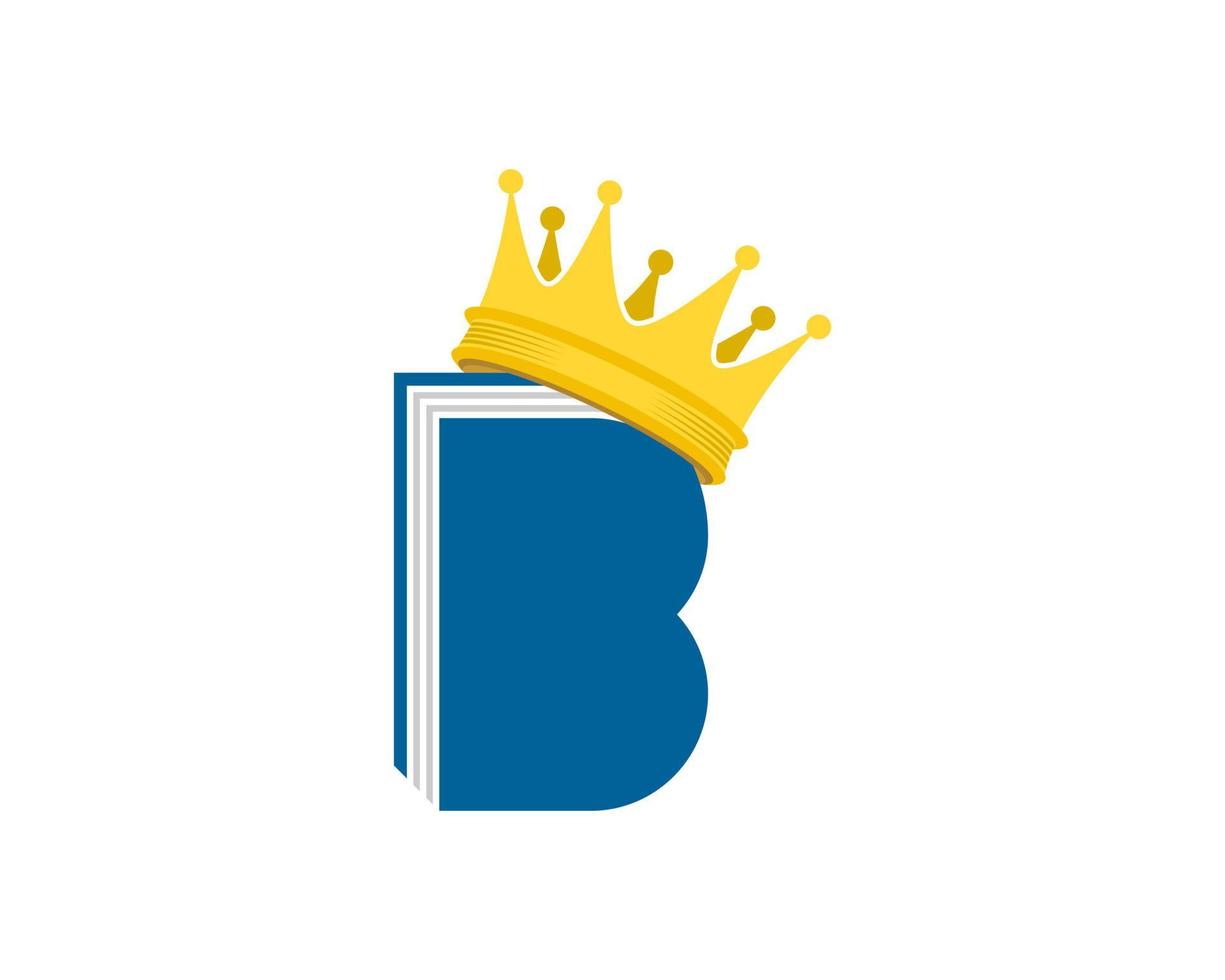 Book with B letter initial and crown vector