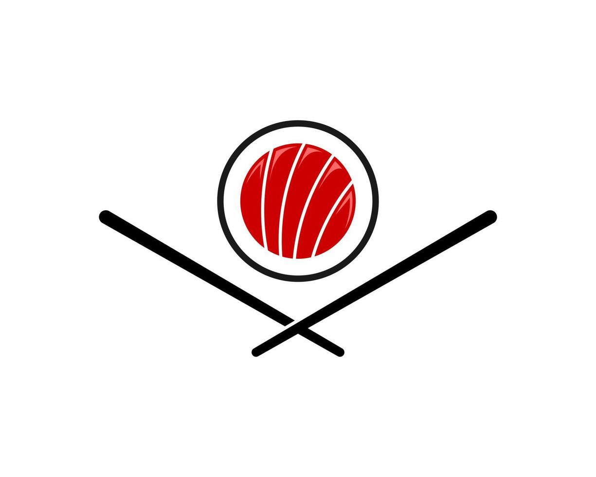 Delicious sushi with cross chopstick vector