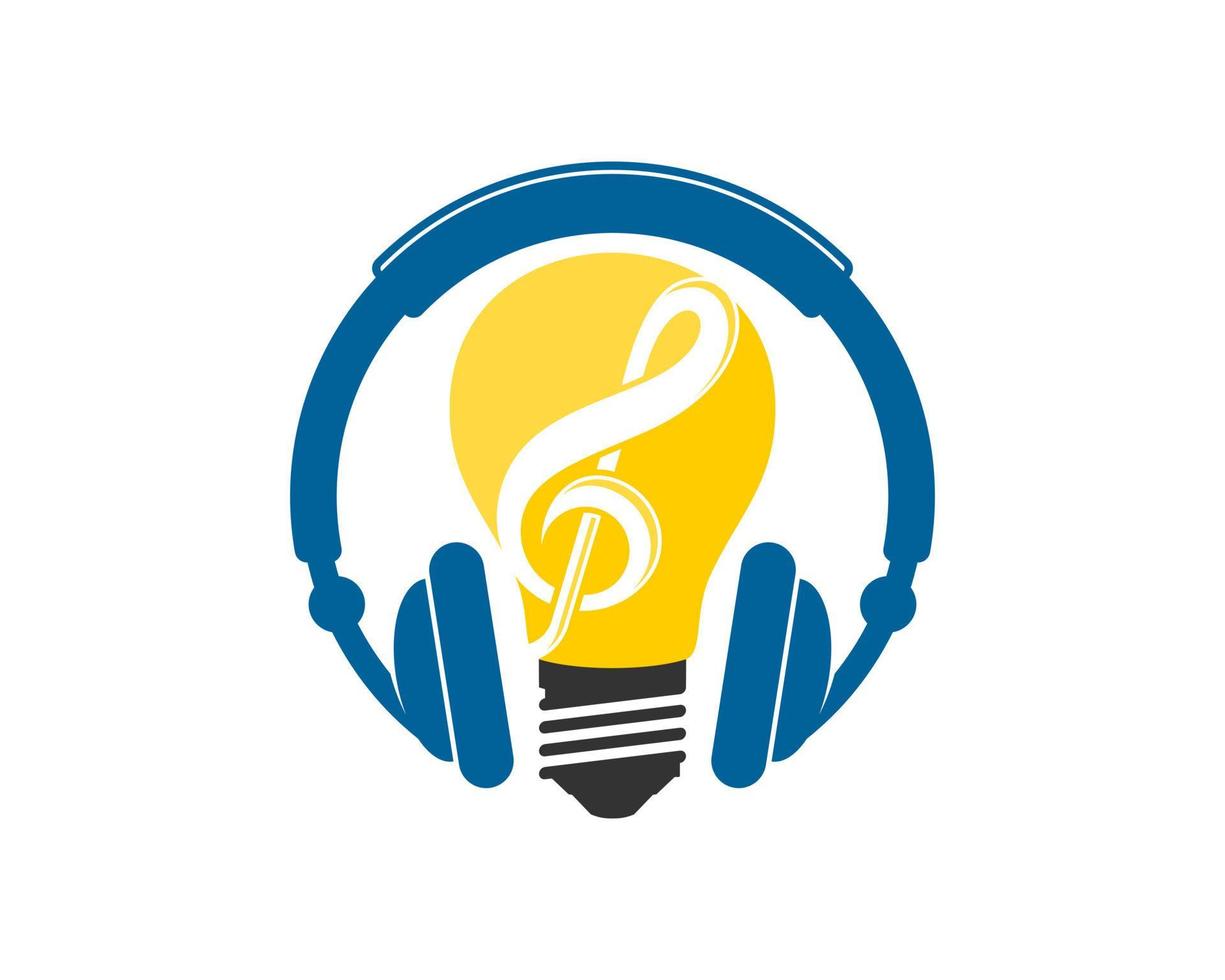 Headphone with bulb and music note vector