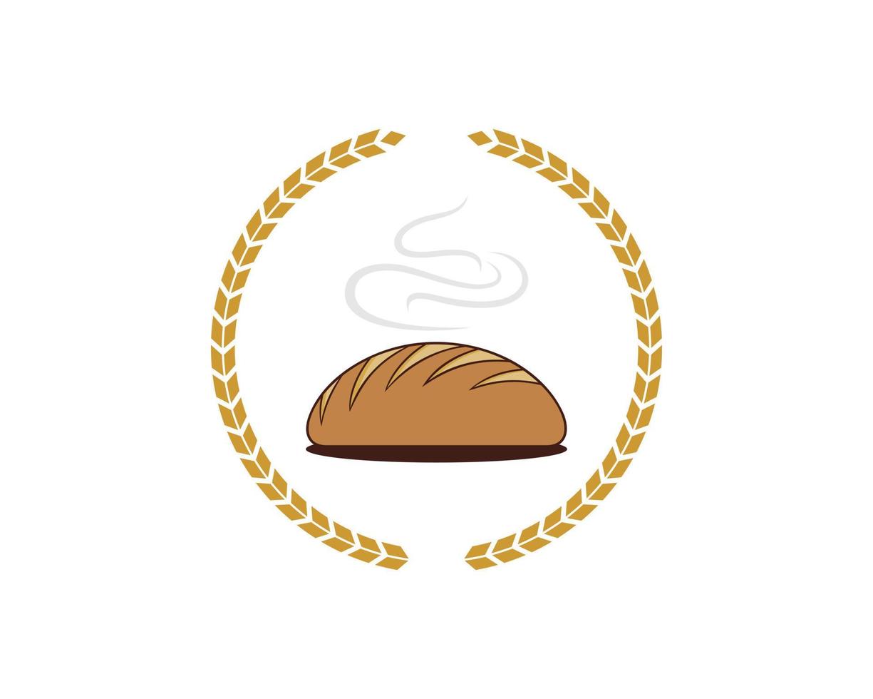Circle wheat with hot bread inside vector