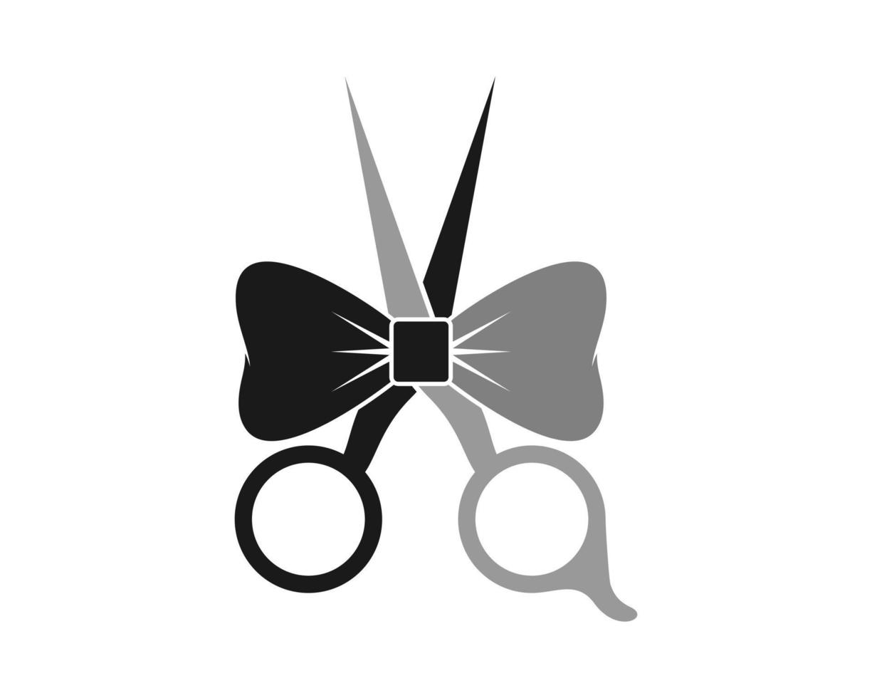 Scissor with butterfly tie vector