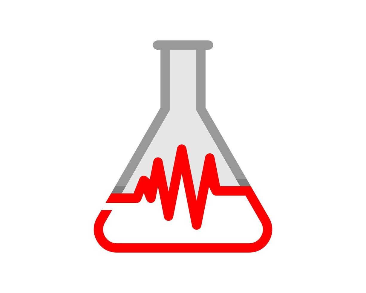 Laboratory test tube with heart beat vector