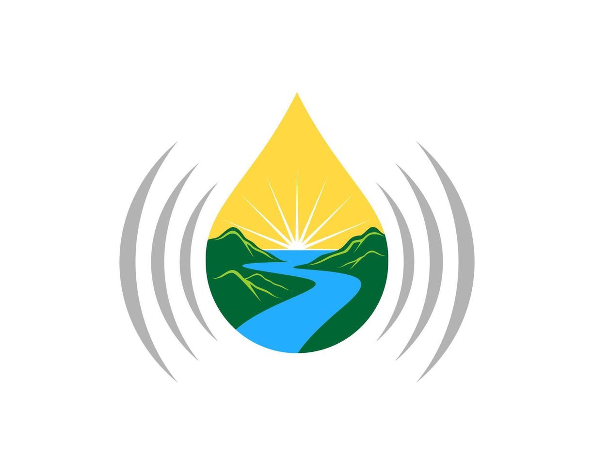 Water drop with mountain and river inside vector