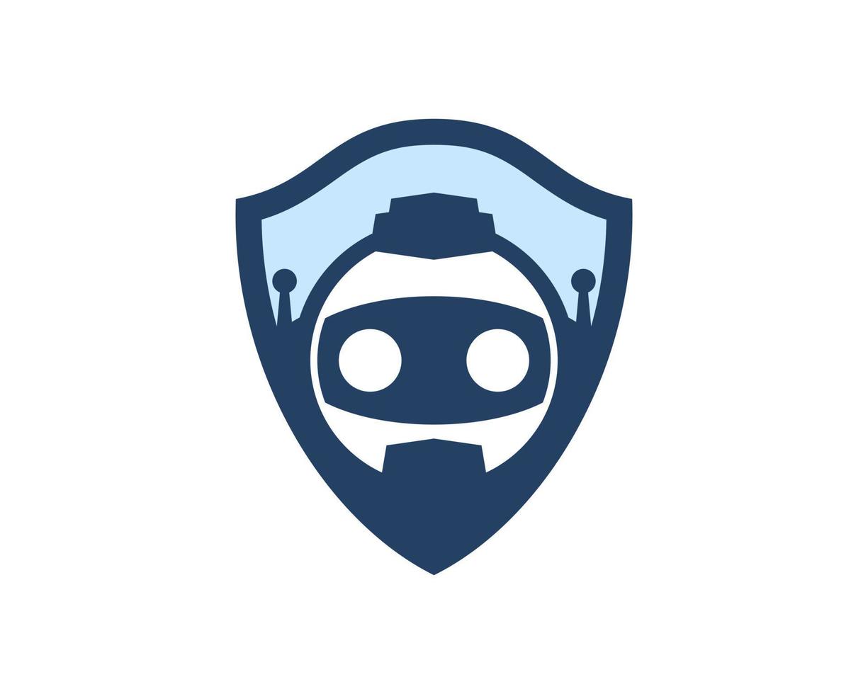 Simple shield with robotic face inside vector