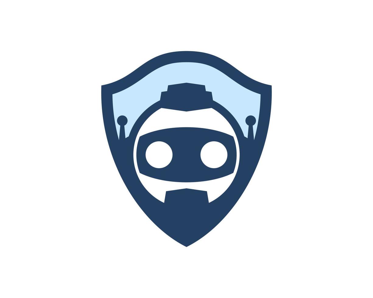 Simple shield with robotic face inside vector