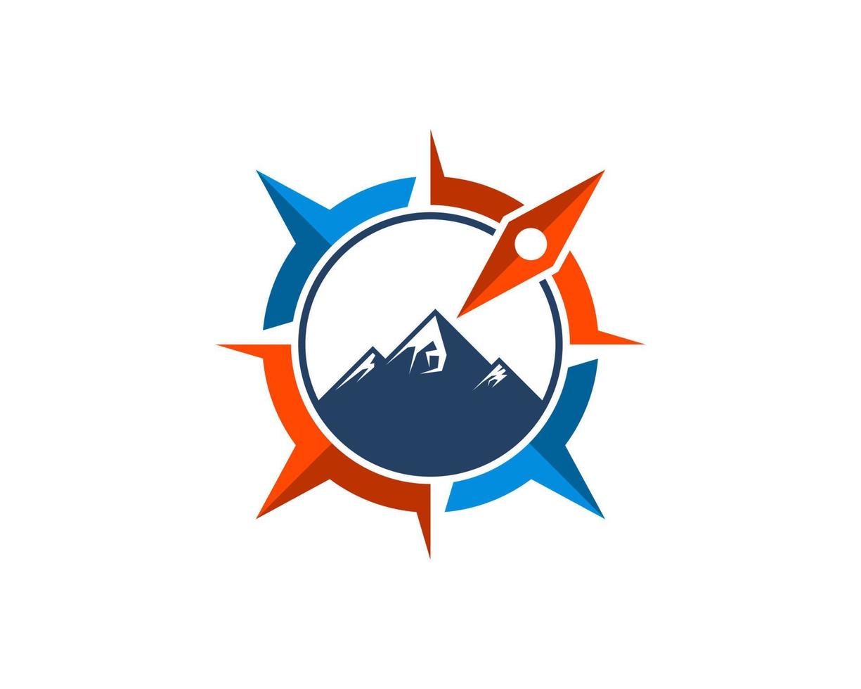 Modern compass with mountain hill inside vector