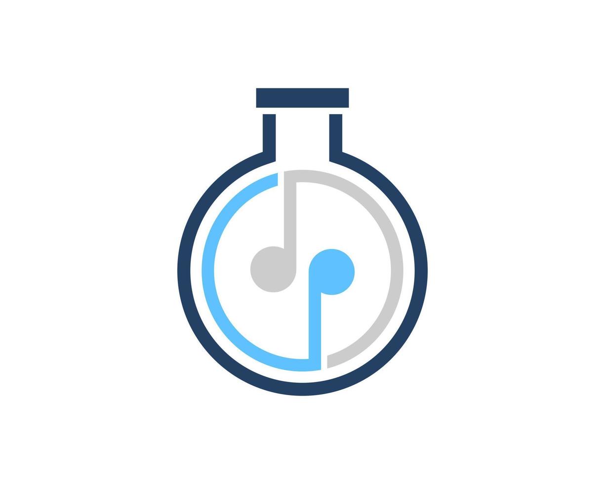 Simple bottle laboratory with circular music note inside vector