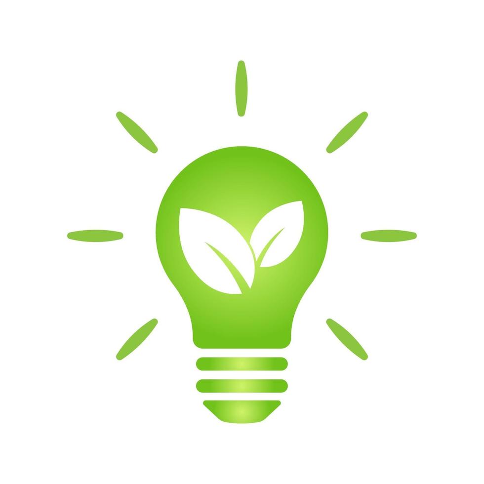 Eco green leaf icon in light bulb vector