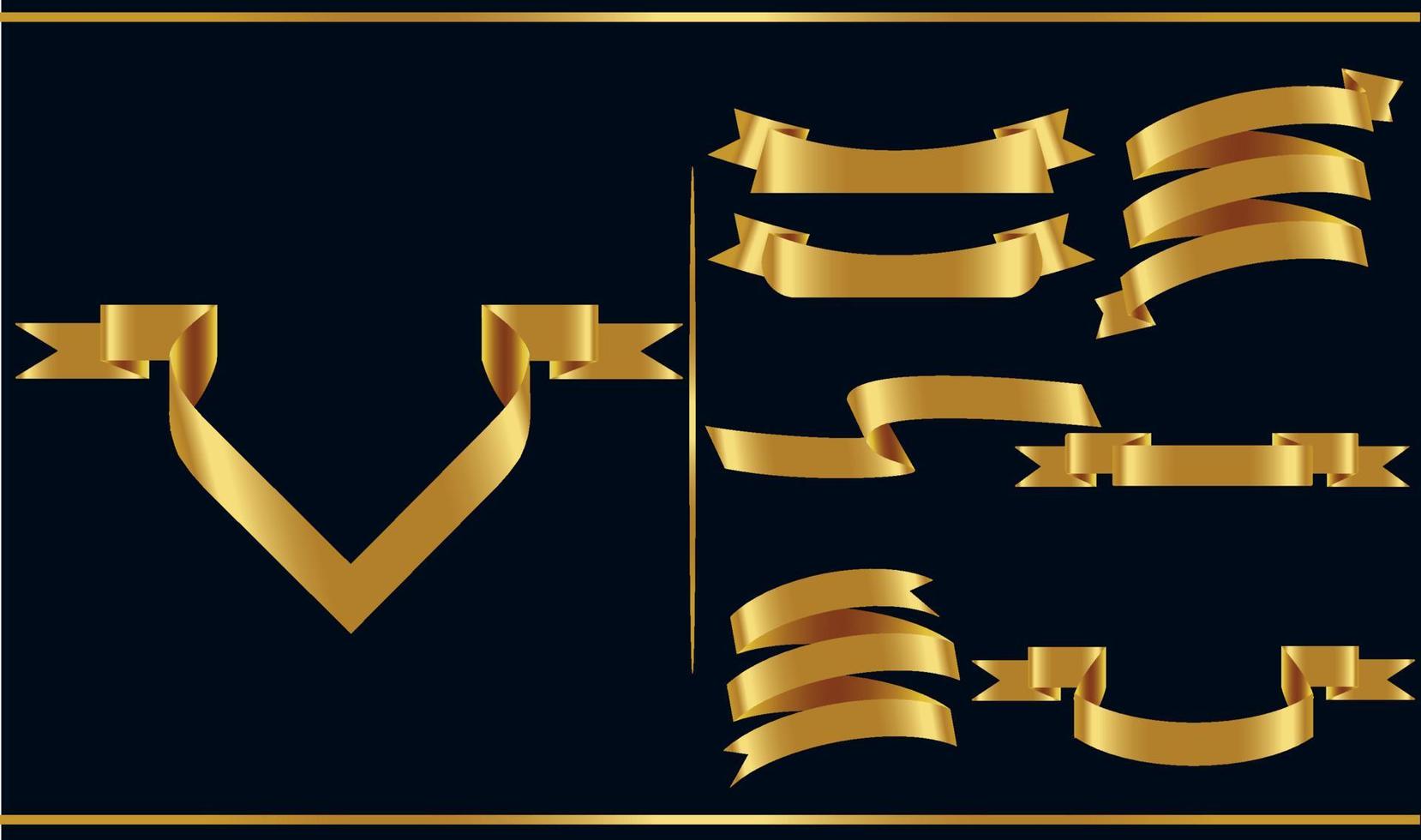 Conjunto de banners de vector de cinta brillante de oro. colección de cintas. ilustración de diseño vectorial