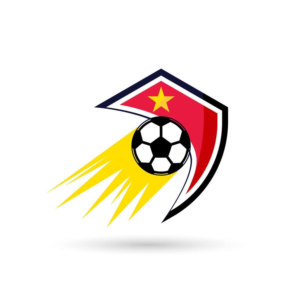 logotipo de fútbol o insignia de signo de club de fútbol. Logotipo de fútbol con diseño de vector de fondo de escudo