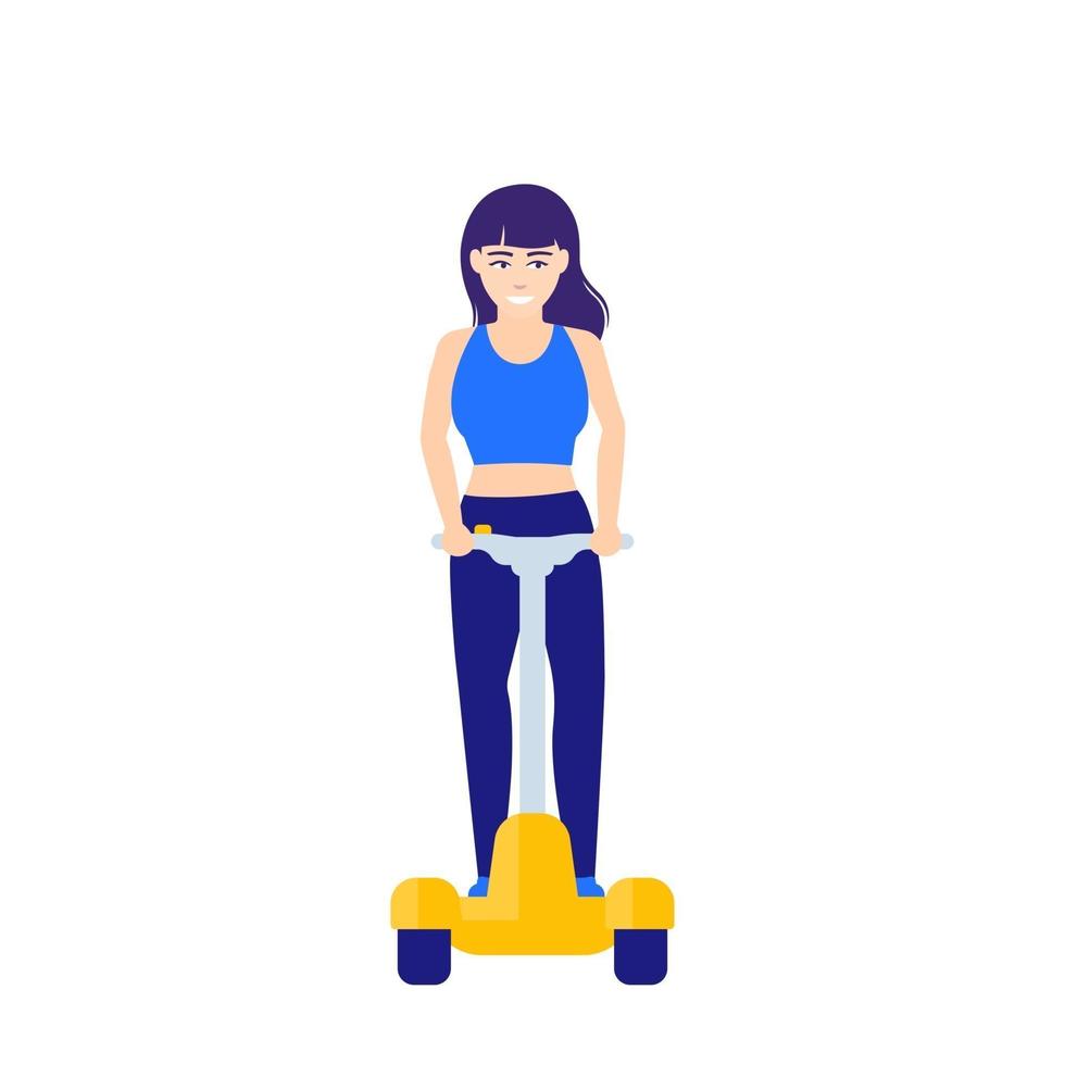 Girl on electric self-balancing scooter, vector