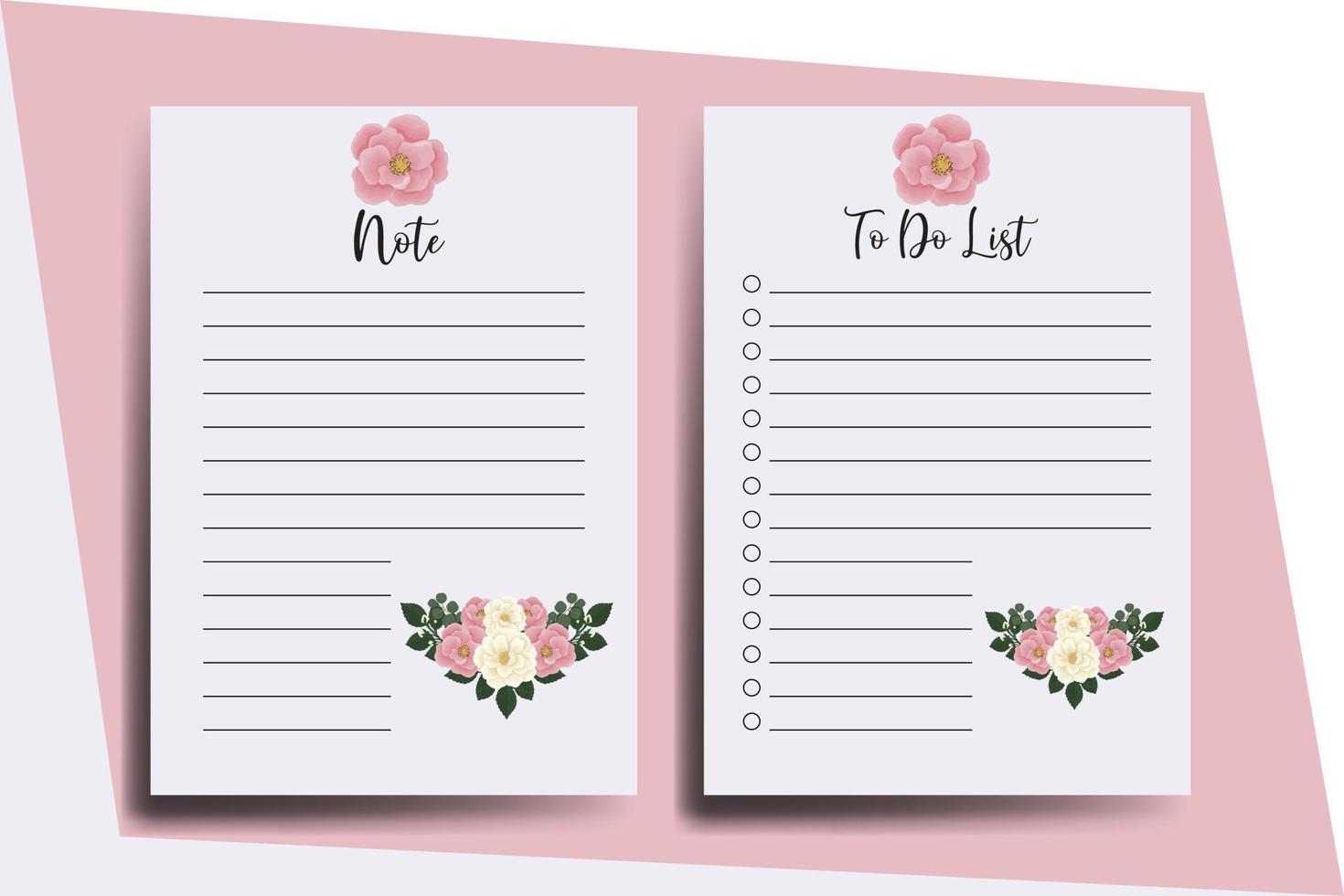 To do list Planner template Pink Mini Rose Flower Design vector