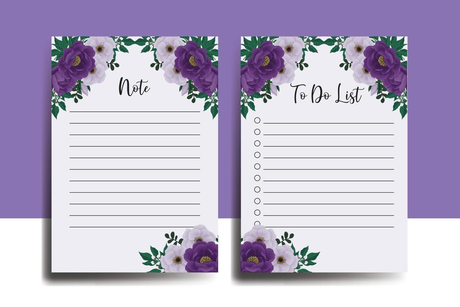 To do list Planner template Purple Peony Flower Design vector