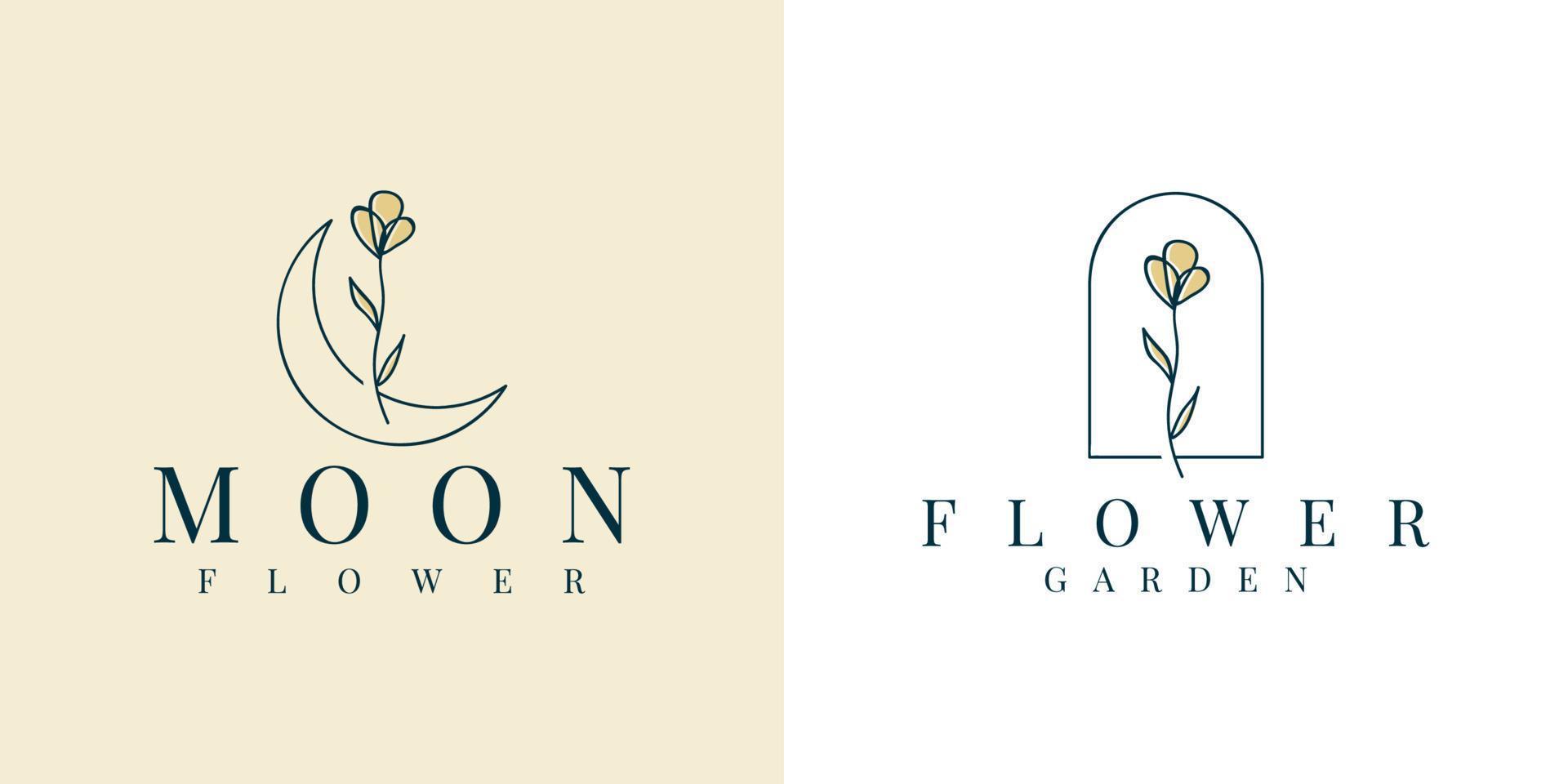 diseño de plantilla de logotipo de flores de luna vector