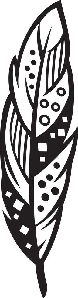 Boho Feather Black and White vector