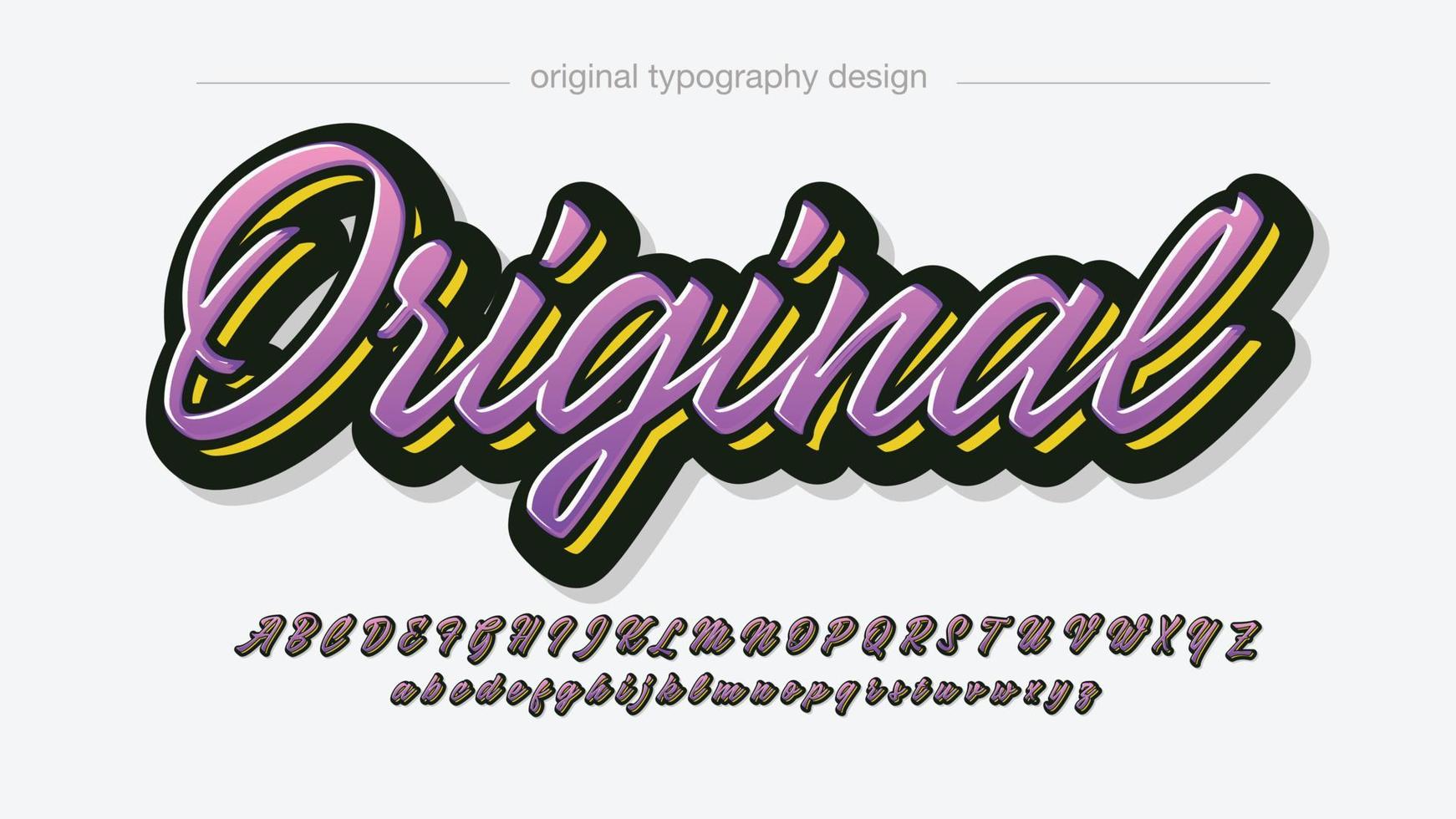 Purple and yellow bold italic cursive text effect vector