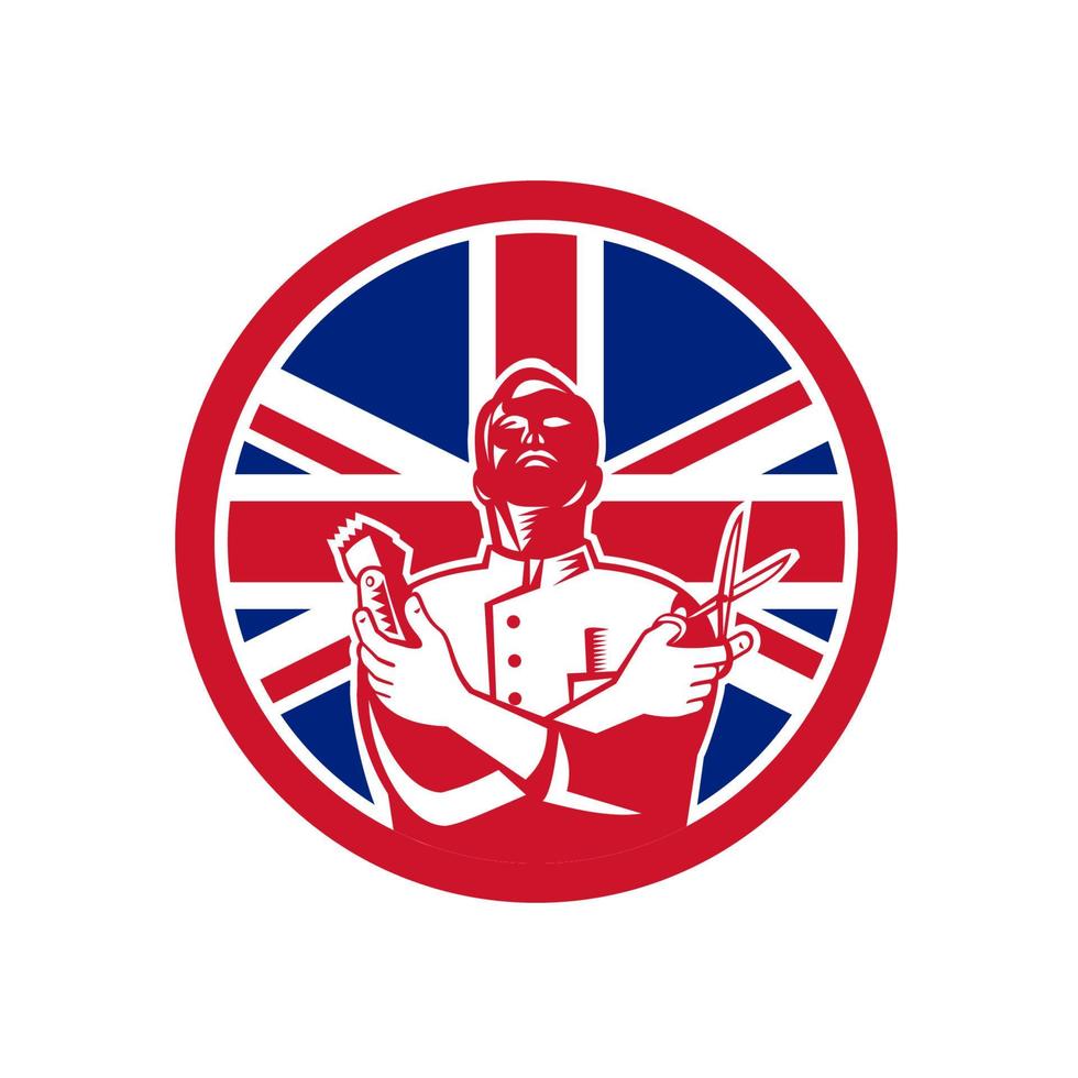 icono de mascota de peluquero británico vector