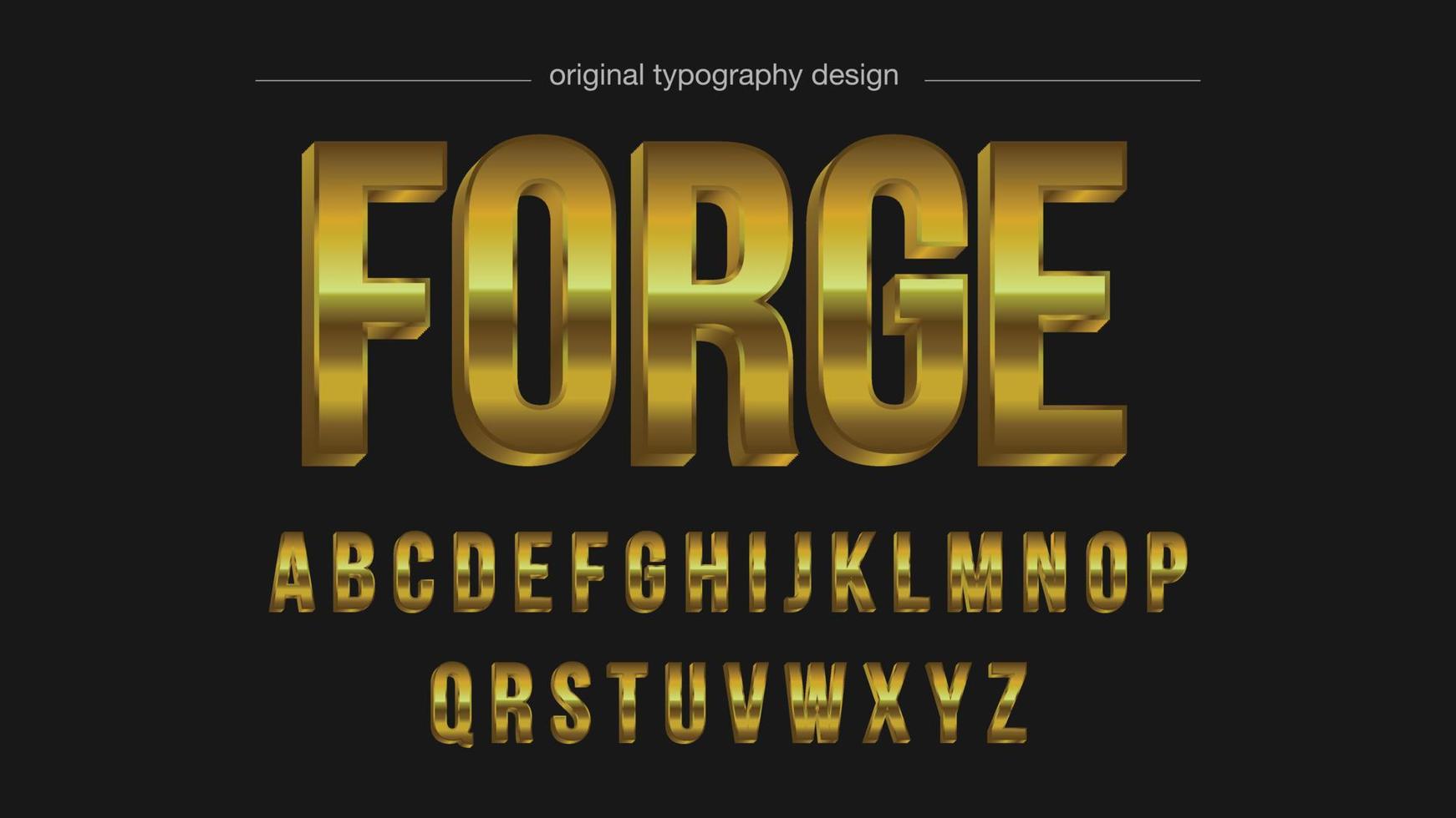 Golden 3d metallic uppercase font vector