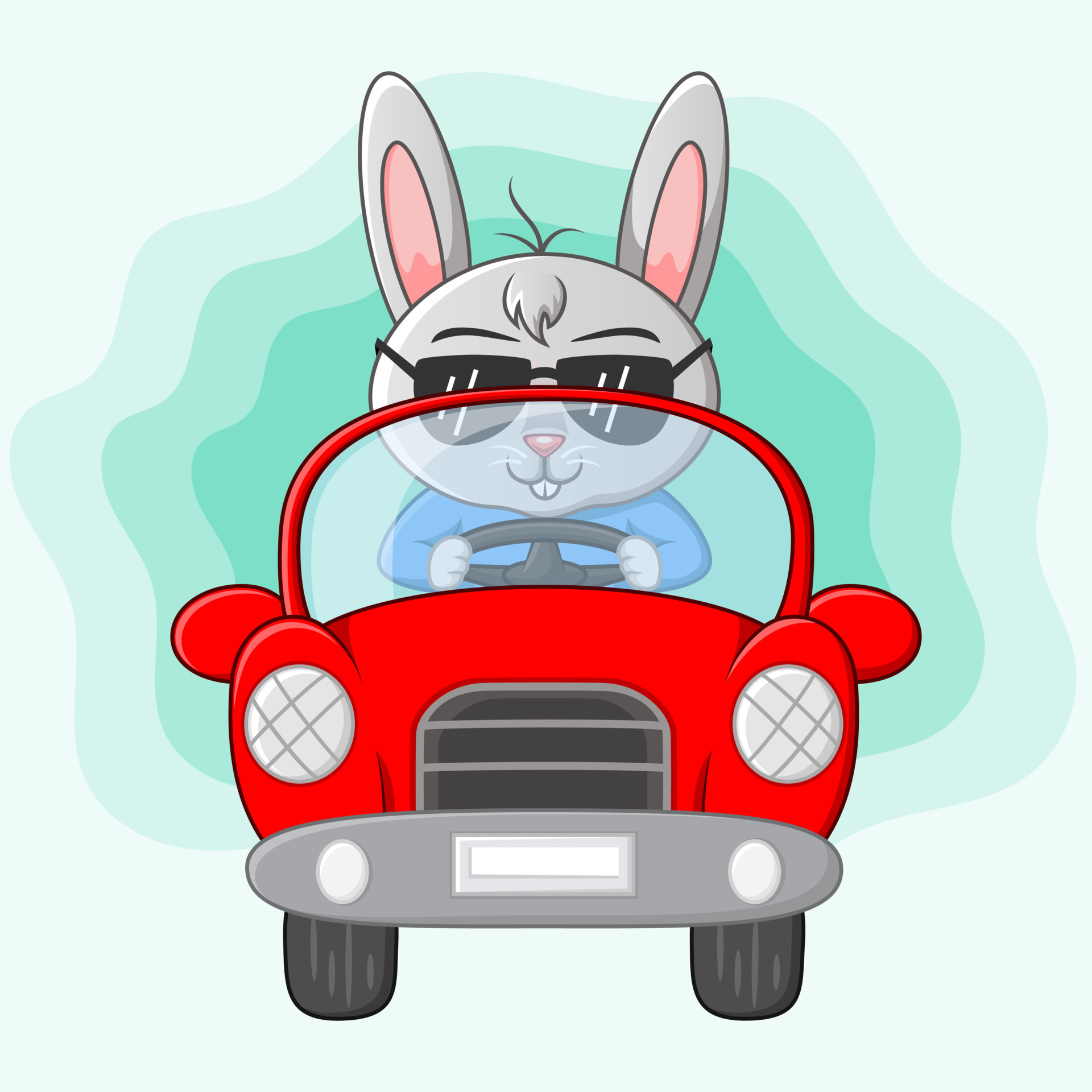 Cute rabbit cartoon driving a car 4990123 Vector Art at Vecteezy