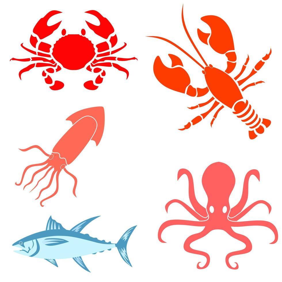 Set icon seafood for menu restaurant vector